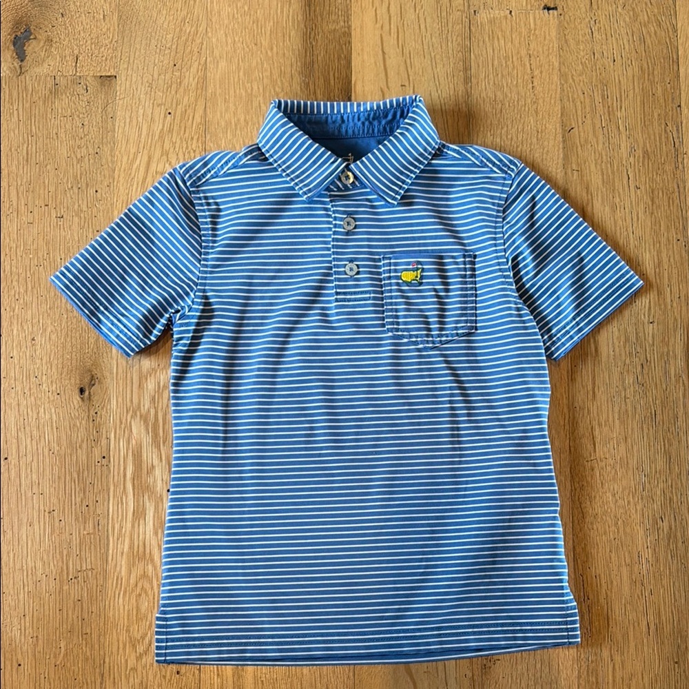 Masters Blue Stripe Polo Shirt with Pocket Detail